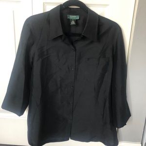 Ralph Lauren 100 silk shirt 3/4 sleeve size 10.